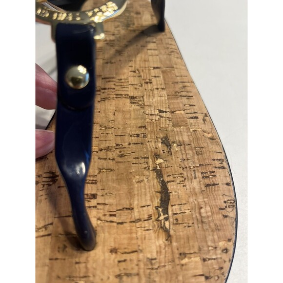 Michael Kors jet set jelly Cork flip flop MK Metal Logo Navy Blue Sz 7 - Picture 12 of 13